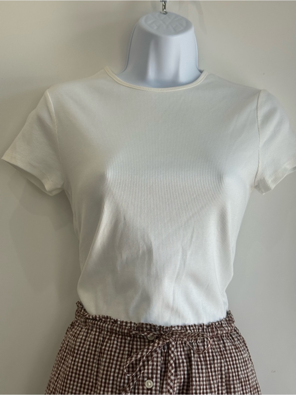 a new day White Ribbed Short Sleeve Crewneck Tee